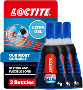 Loctite Super Glue Ultra Gel Control, Clear, 0.14 fl oz Bottle, 3 Pack - Superglue for Plastic, Wood, Metal, Crafts & Repair, Cyanoacrylate Adhesive Instant Glue, Quick Dry