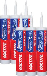 Loctite Power Grab Express Heavy Duty Construction Adhesive, 9 fl oz Cartridge, 6 Pack - Versatile Construction Glue for Wood, Wall, Tile, Foam Board & More