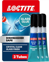 Loctite Glass Glue, Dishwasher Safe, Dries Clear & Fast Bonding, Works on Tinted Glass, Plastic & Metals - 2 g Bottle, 3 Pack