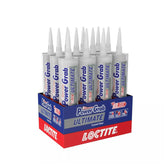 Loctite Power Grab Ultimate Crystal Clear Construction Adhesive, 9 fl oz Cartridge, 12 Pack - Versatile Construction Glue for Glass, Wood, Metal & More