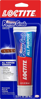 Loctite Power Grab Express All Purpose Construction Adhesive, White, 3 fl oz Squeeze Tube, 1 Pack - Versatile Construction Glue for Cement, Tile, Wall & More