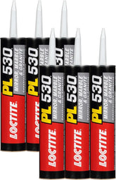 Loctite PL530 Mirror, Marble and Granite Construction Adhesive, Light Tan, 10 fl oz Cartridge, 6 Pack - Versatile Construction Glue
