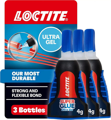 Loctite Super Glue Ultra Gel Control, Clear, 0.14 fl oz Bottle, 3 Pack - Superglue for Plastic, Wood, Metal, Crafts & Repair, Cyanoacrylate Adhesive Instant Glue, Quick Dry