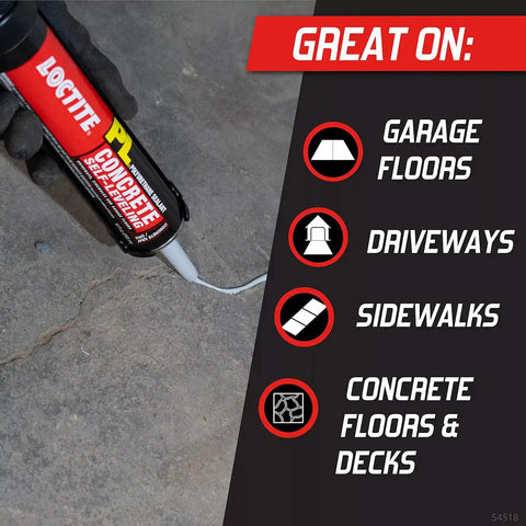 Loctite PL Self-Leveling Concrete, Limestone Polyurethane Sealant, 28 fl oz Cartridge, 1 Pack