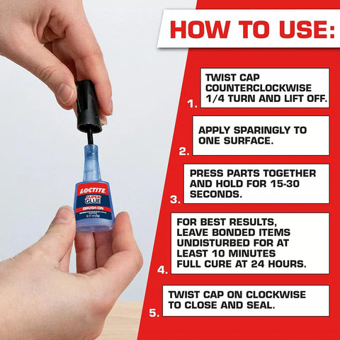 Loctite Super Glue Brush On Bottle, Clear, 0.18 fl oz Bottle, 6 Pack - Superglue for Plastic, Wood, Metal, Crafts & Repair, Cyanoacrylate Adhesive Instant Glue, Quick Dry