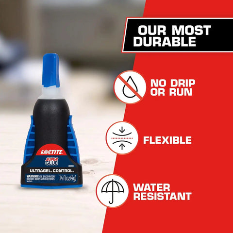 Loctite Super Glue Ultra Gel Control, Clear, 0.14 fl oz Bottle, 2 Pack - Superglue for Plastic, Wood, Metal, Crafts & Repair, Cyanoacrylate Adhesive Instant Glue, Quick Dry