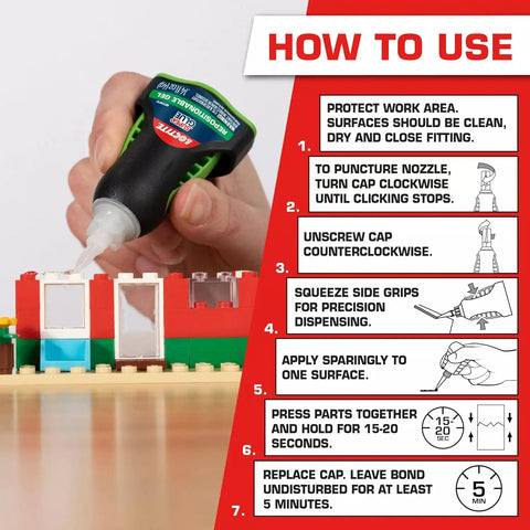 Loctite Super Glue Repositionable Gel, Clear, 0.14 fl oz Bottle, 6 Pack - Superglue for Plastic, Wood, Metal, Crafts & Repair, Cyanoacrylate Adhesive Instant Glue