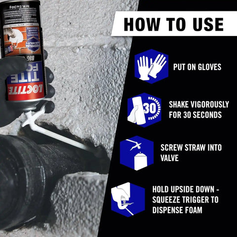 Loctite Tite Foam Big Gaps Spray Foam Sealant, 12 fl oz Can, 12 Pack - Polyurethane Expanding Insulation