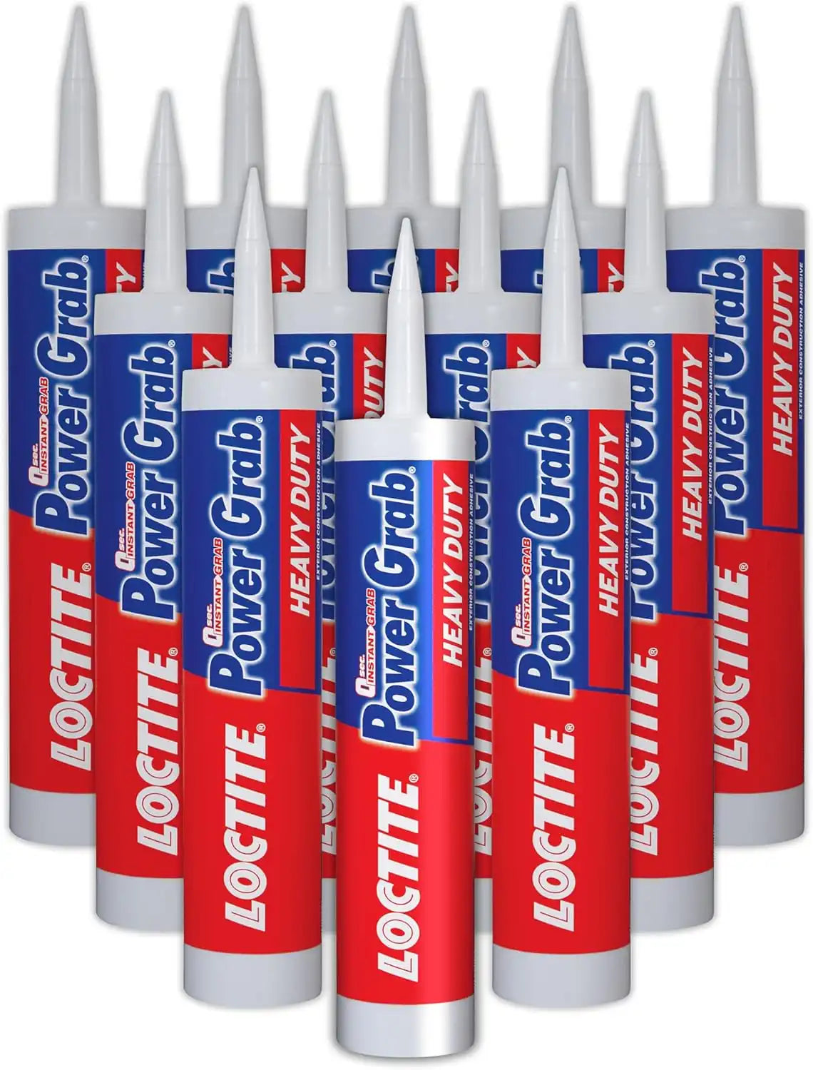 Loctite Power Grab Express Heavy Duty Construction Adhesive, 9 fl oz Cartridge, 12 Pack - Versatile Construction Glue for Cement, Tile, Wall & More