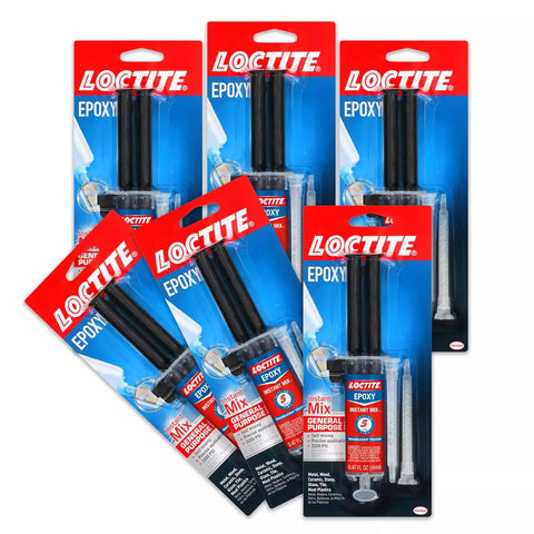 Loctite Epoxy Instant Mix, Translucent Yellow, 0.47 fl. oz. Syringe, 6 Pack - 5 Minute Set, Strong Bonding 2 Part Epoxy