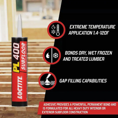 Loctite PL 400 Subfloor Heavy Duty Adhesive, 10 fl oz, Cartridge