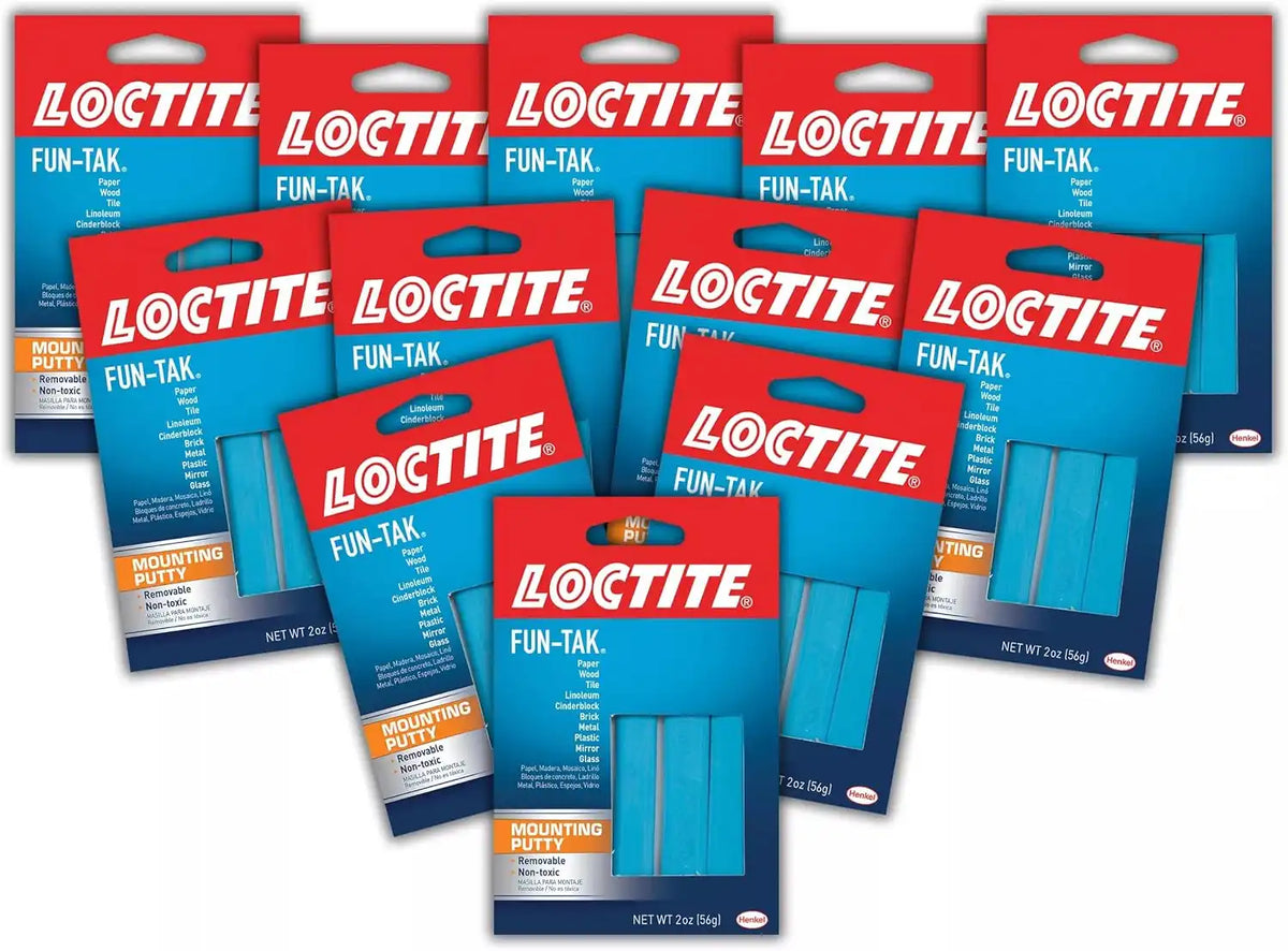 Loctite Fun-Tak Mounting Putty, Blue, 2 oz., 12 Pack - Removable & Non-Toxic Wall Putty