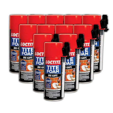 Loctite Tite Foam Big Gaps Spray Foam Sealant, 12 fl oz Can, 12 Pack - Polyurethane Expanding Insulation