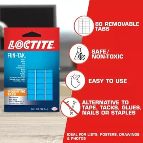 Loctite Fun-Tak Mounting Putty, Blue, 2 oz., 12 Pack - Removable & Non-Toxic Wall Putty