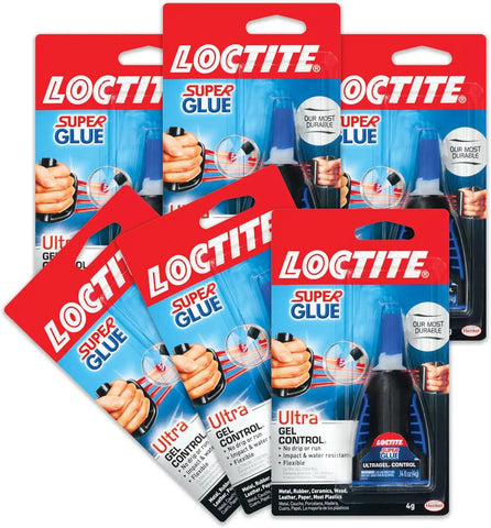 Loctite Super Glue Ultra Gel Control, Clear, 0.14 fl oz Bottle, 6 Pack - Superglue for Plastic, Wood, Metal, Crafts & Repair, Cyanoacrylate Adhesive Instant Glue, Quick Dry