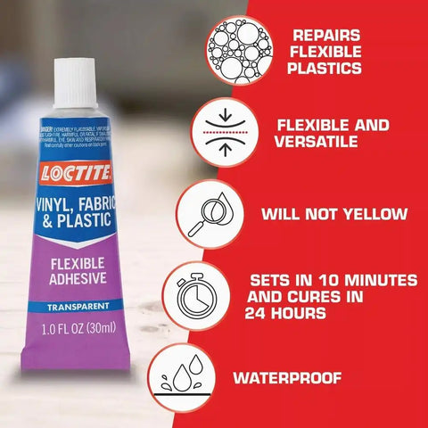 Loctite Vinyl Fabric & Plastic Repair Flexible Adhesive, Clear, 1 oz Tube, 1 Pack