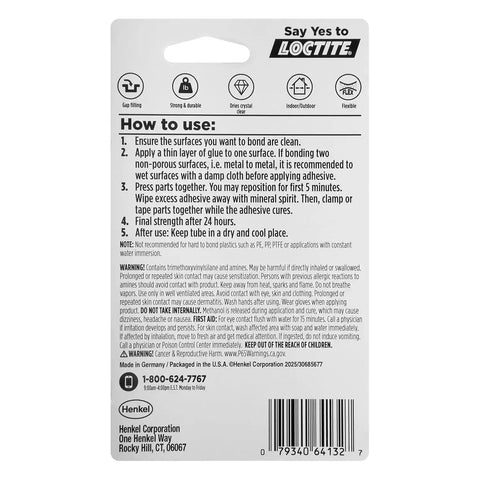 Loctite Metal Glue, Clear, 0.60 fl oz Tube, Pack of 1