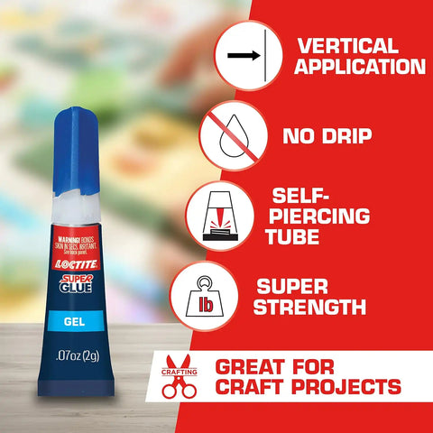 Loctite Super Glue Gel, Clear, 0.14 fl oz Tube, 2 Pack - Superglue for Plastic, Wood, Metal, Crafts & Repair, Cyanoacrylate Adhesive Instant Glue, Quick Dry