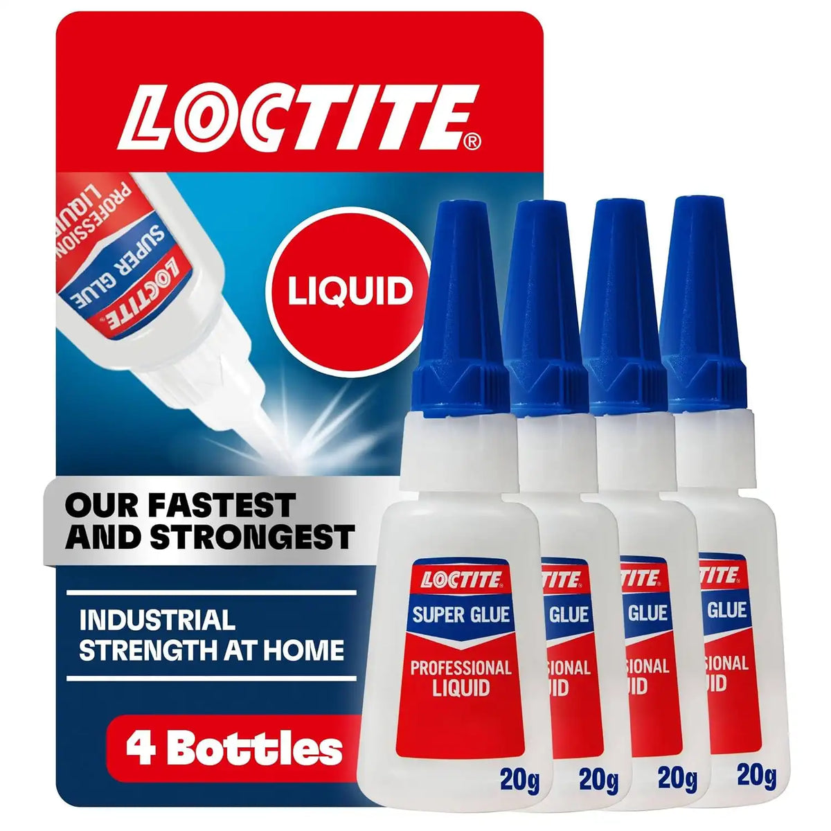 Loctite Super Glue Liquid Professional, Clear, 0.7 fl oz Bottle, 4 Pack - Superglue for Plastic, Wood, Metal, Crafts & Repair, Cyanoacrylate Adhesive Instant Glue, Quick Dry
