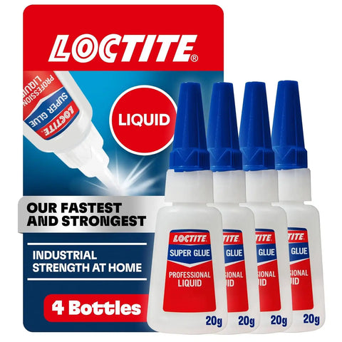 Loctite Super Glue Liquid Professional, Clear, 0.7 fl oz Bottle, 4 Pack - Superglue for Plastic, Wood, Metal, Crafts & Repair, Cyanoacrylate Adhesive Instant Glue, Quick Dry