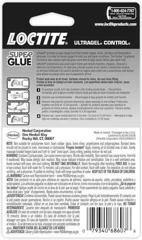 Loctite Super Glue Ultra Gel Control, Clear, 0.14 fl oz Bottle, 6 Pack - Superglue for Plastic, Wood, Metal, Crafts & Repair, Cyanoacrylate Adhesive Instant Glue, Quick Dry