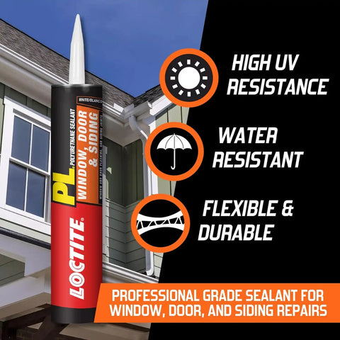 Loctite PL Window Door & Siding Polyurethane Sealant, White, 10 fl oz Cartridge, 12 Pack