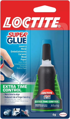 Loctite 1503241 Super Glue Extra Time Control, Clear, 0.14 fl oz Bottle, 1 Pack - Superglue for Plastic, Wood, Metal, Crafts & Repair, Cyanoacrylate Adhesive Instant Glue