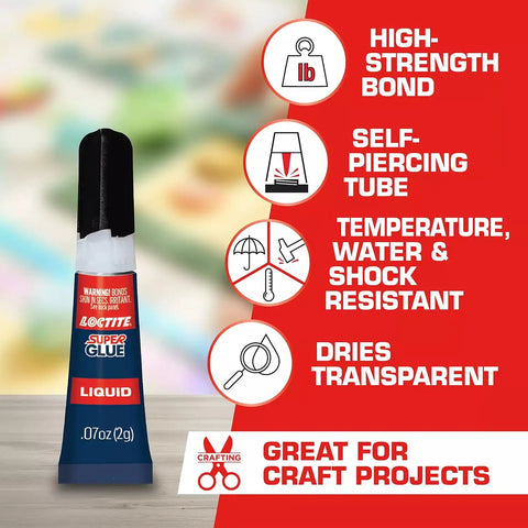 Loctite Super Glue Liquid, Clear, 0.14 fl oz Tube, 6 Pack - Superglue for Plastic, Wood, Metal, Crafts & Repair, Cyanoacrylate Adhesive Instant Glue, Quick Dry