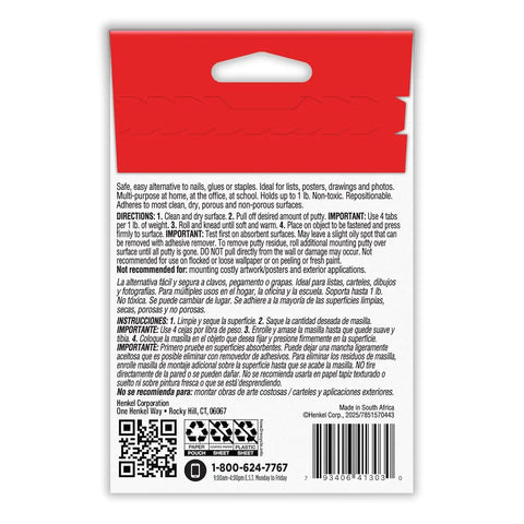 Loctite Eco Fun-Tak Mounting Putty, White, 6 oz Wallet Pack of 1 - Nontoxic, Reusable, Repositionable Adhesive for Posters & Décor, 240 Tabs, Multi-Surface