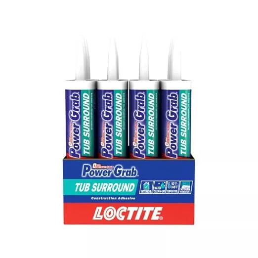 Loctite Power Grab Tub Surround Construction Adhesive, 9 fl oz, Cartridge (12 Pack)