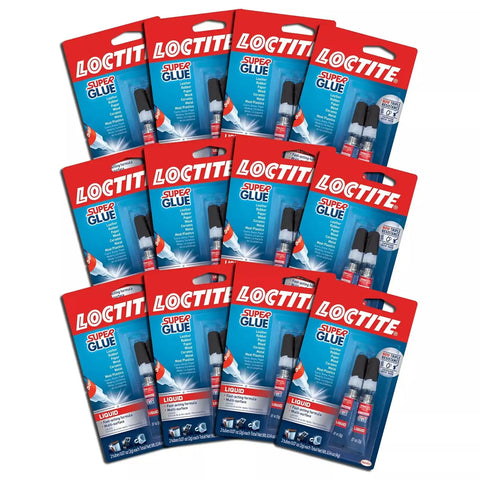 Loctite Super Glue Liquid, 2g Tube (Pack of 12) Instant Adhesive for Plastic, Wood & Metal, Clear Superglue with Precision Nozzle, Quick‑Dry Formula - 24 Tubes Total