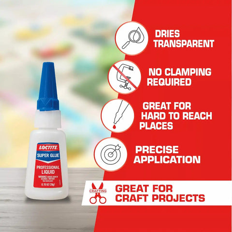 Loctite Super Glue Liquid Professional, 20g Bottle (Pack of 12) Heavy‑Duty Instant Adhesive for Plastic, Wood & Metal, Clear Superglue with Precision Nozzle, Quick‑Dry Formula