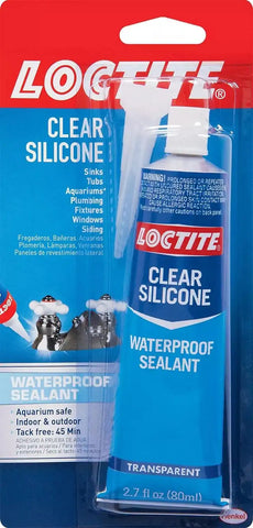 Loctite Silicone Sealant, Clear, 2.7 fl oz Tube, 1 Pack - 100% Waterproof Sealant for Glass, Ceramic, Wood, Plastic & More