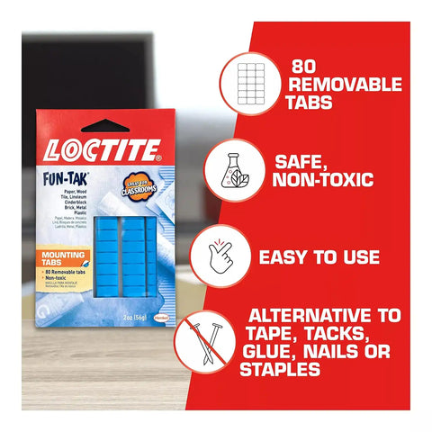 Loctite 1865809 Fun-Tak Mounting Tabs, 2 oz, Blue (12-Pack)