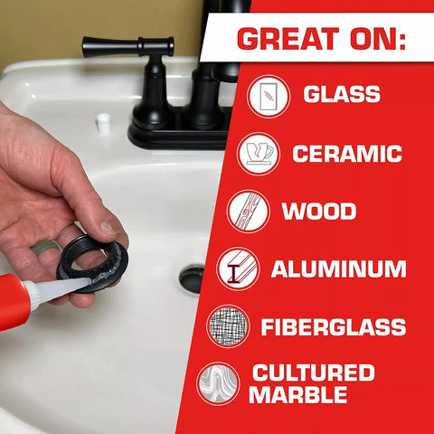 Loctite Silicone Sealant, Clear, 2.7 fl oz Tube, 6 Pack - 100% Waterproof Sealant for Glass, Ceramic, Wood, Plastic & More