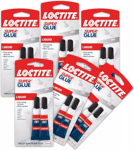 Loctite Super Glue Liquid, Clear, 0.14 fl oz Tube, 6 Pack - Superglue for Plastic, Wood, Metal, Crafts & Repair, Cyanoacrylate Adhesive Instant Glue, Quick Dry