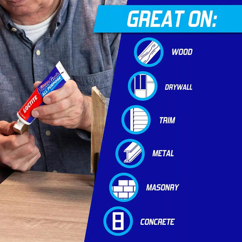 Loctite Power Grab All Purpose Construction Adhesive, White, 6 fl. oz. Tube, 12 Pack - Versatile Construction Glue for Cement, Tile, Wall & More