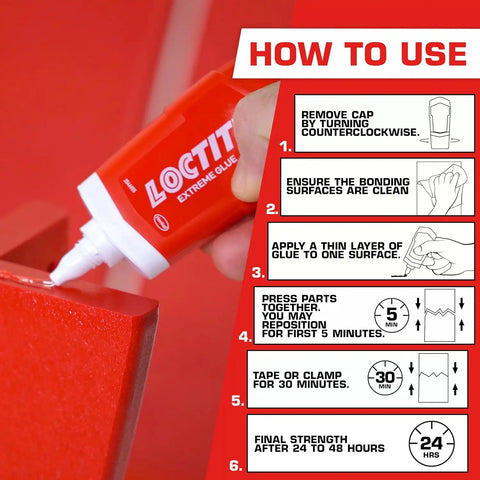 Loctite Extreme Glue, Strong All Purpose Glue for Wood, Metal, Leather, Pastic, & More - Dries Clear - 1.62 oz Tube, 1 Pack