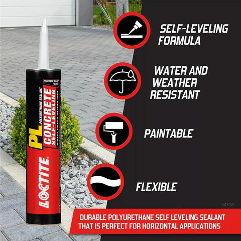 Loctite PL Self-Leveling Concrete, Limestone Polyurethane Sealant, 28 fl oz Cartridge, 1 Pack