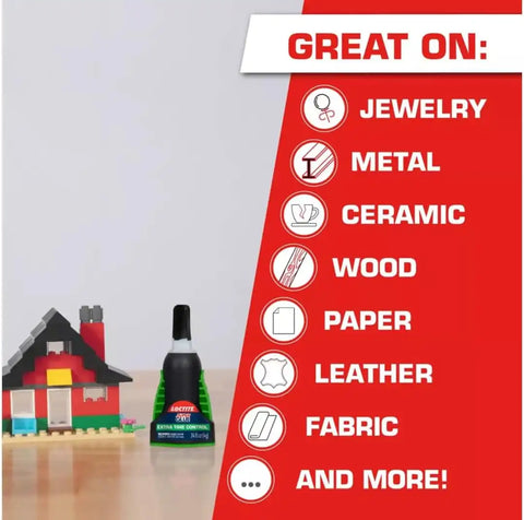 Loctite 1503241 Super Glue Extra Time Control, Clear, 0.14 fl oz Bottle, 1 Pack - Superglue for Plastic, Wood, Metal, Crafts & Repair, Cyanoacrylate Adhesive Instant Glue