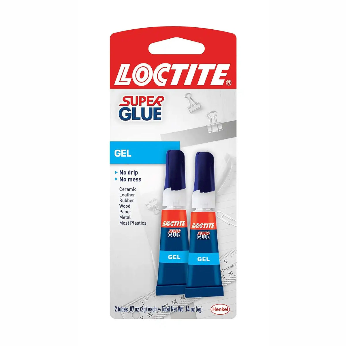 Loctite Super Glue Gel, Clear, 0.14 fl oz Tube, 2 Pack - Superglue for Plastic, Wood, Metal, Crafts & Repair, Cyanoacrylate Adhesive Instant Glue, Quick Dry