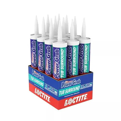 Loctite Power Grab Tub Surround Construction Adhesive, 9 fl oz, Cartridge (12 Pack)